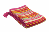 Pletená deka, multi farebná pruhovaná červeno-ružová, Dushi